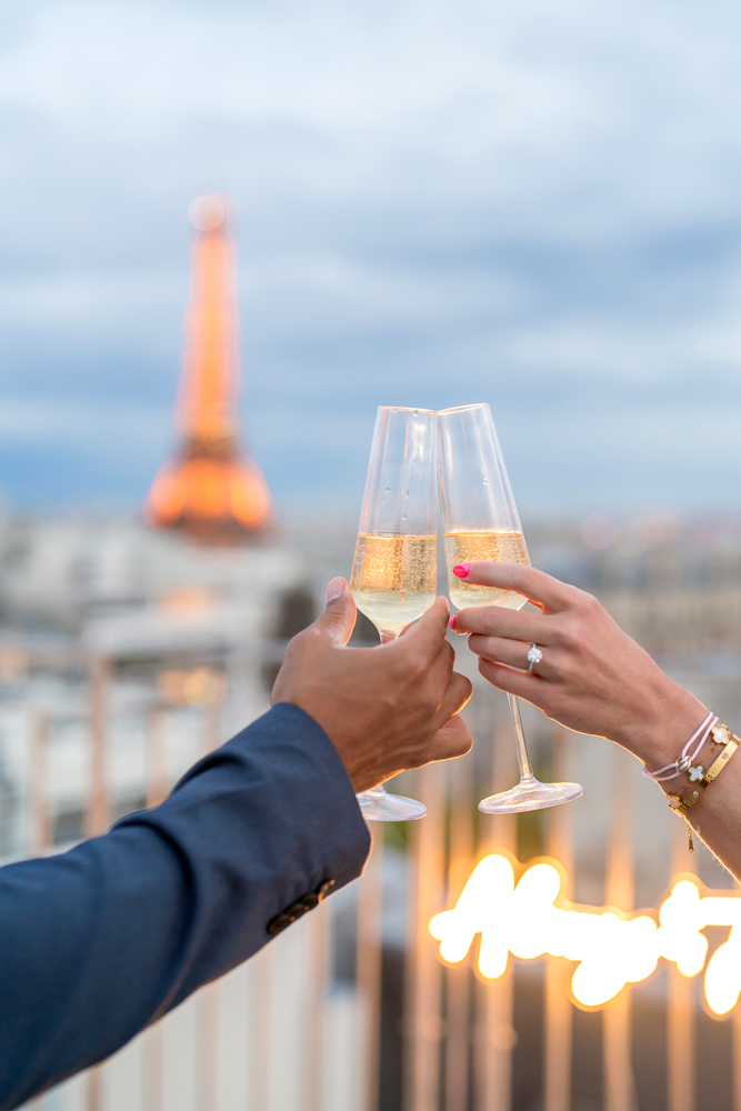 Champagne is a timeless prop for your photoshoot when celebrating something special such as a surprise proposal