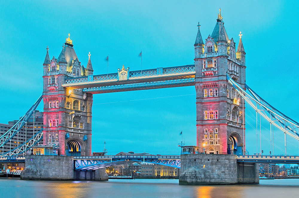 Tower Bridge at sunset - night