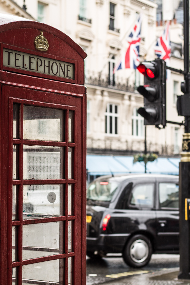London postcard with red telephone boot