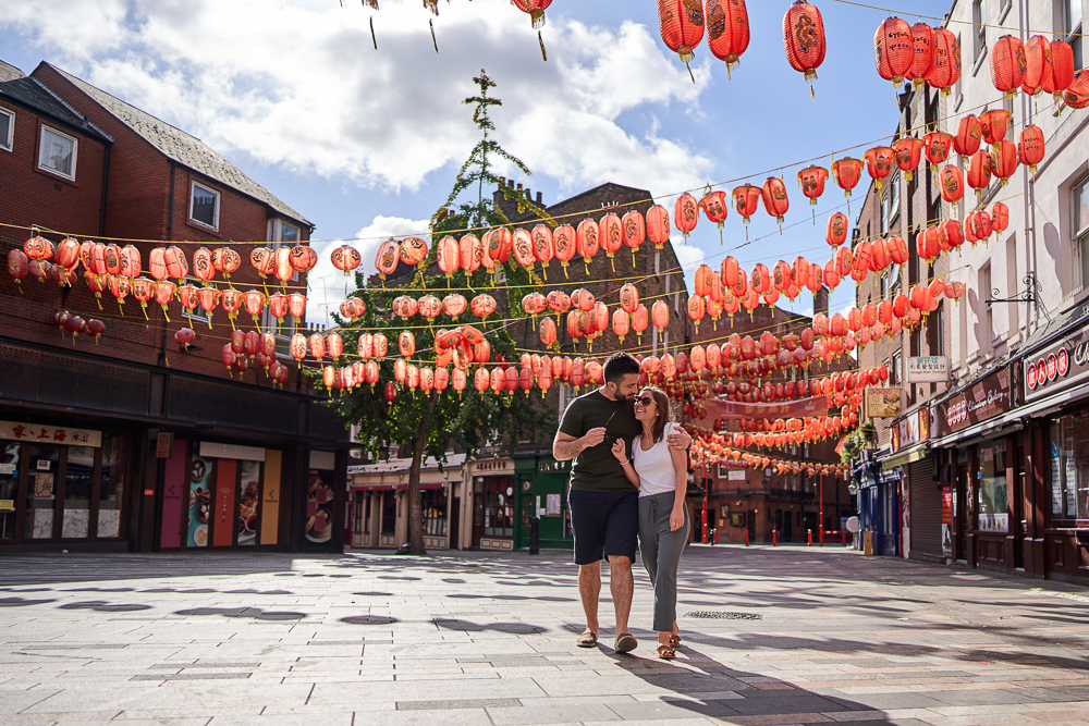Engagement photos in London in Chinatown