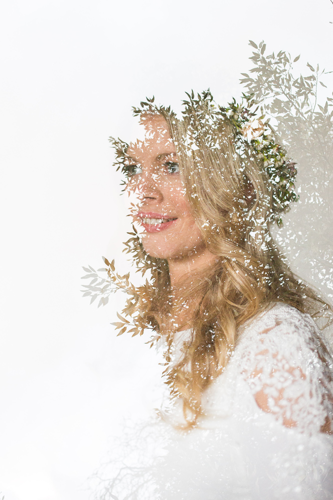 London elopement photographer - Beautiful bride reflection on a window