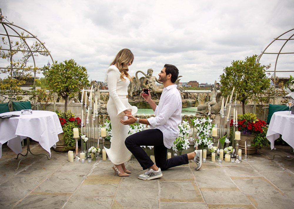 London proposal photographer captured a surprise engagement at The Dorchester