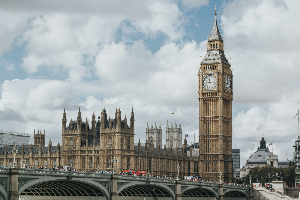 Panoramic view of Big ben and Westminster Abbey