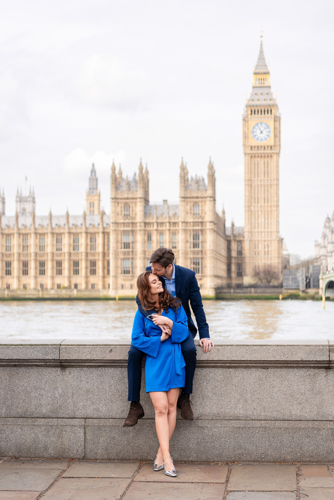 Romantic couple having an intimate moment during photo session in London