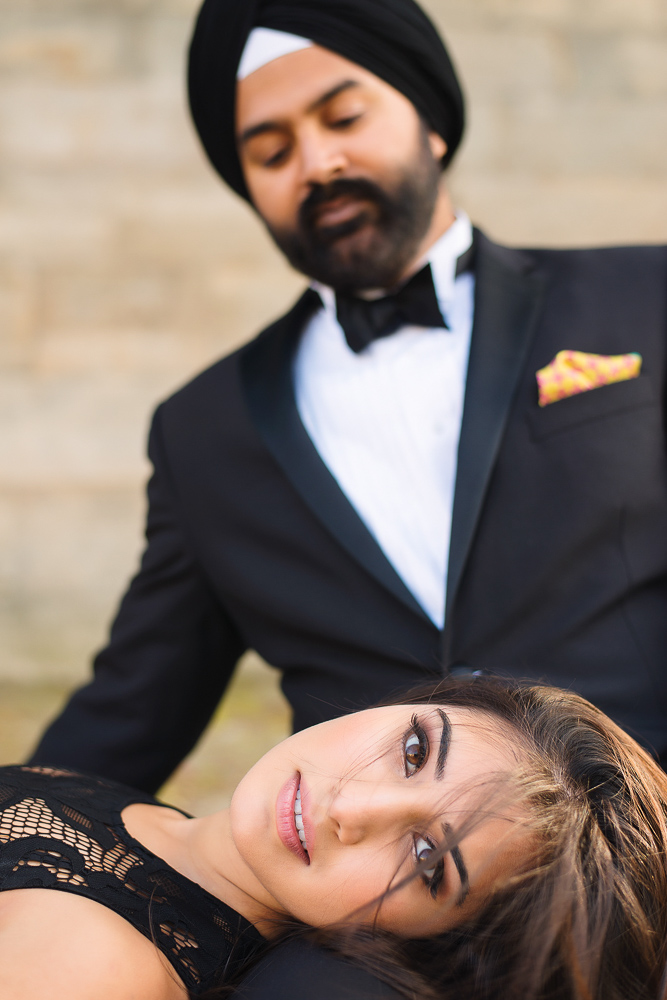 Stylish indian couple posing for engagement pictures