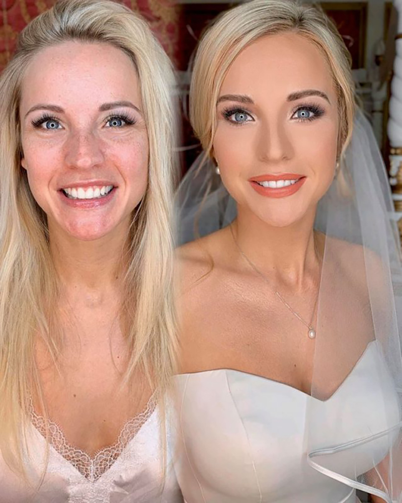 Before and after bridal make up