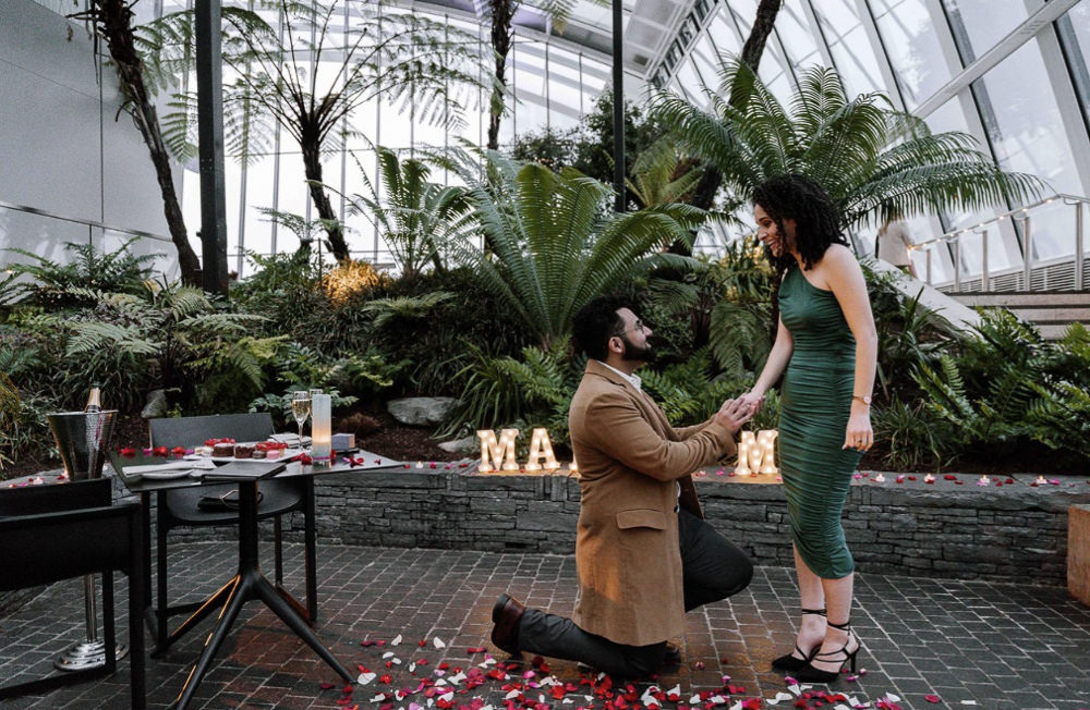 Surprise proposal at Sky Garden captured by a professional photographer