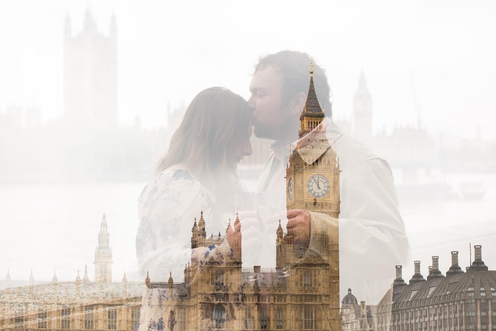 Samantha & Mark - Spring Rain Westminster Proposal With Champagne - photo by Frances, The Now Time Photographer