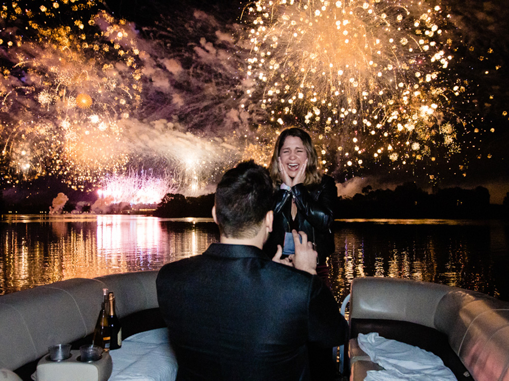 Proposal with fireworks