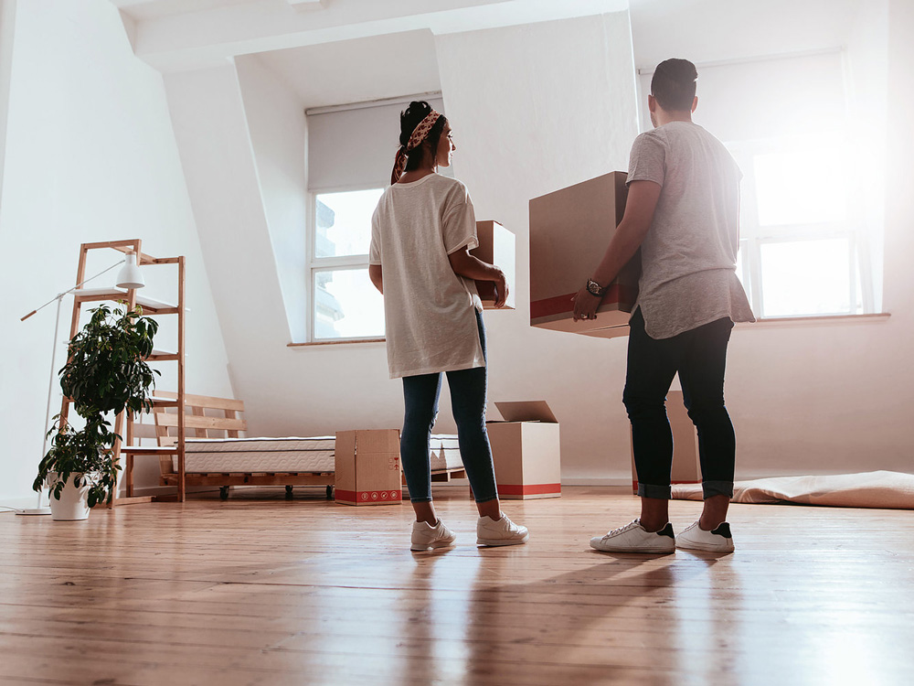 Young family moving to a new house