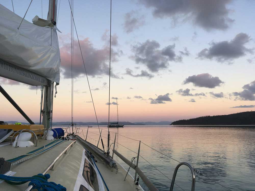 Sunset view from a sailing boat