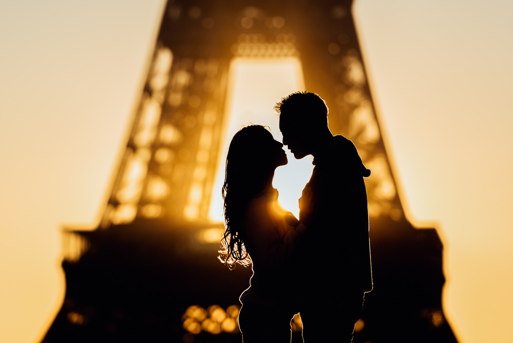 Sunrise silhouette during winter in Paris France